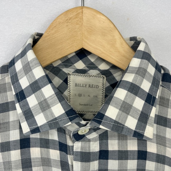Billy Reid Other - Billy Reid Standard Fit Blue Gray Gingham Check Shirt Sz M Italy